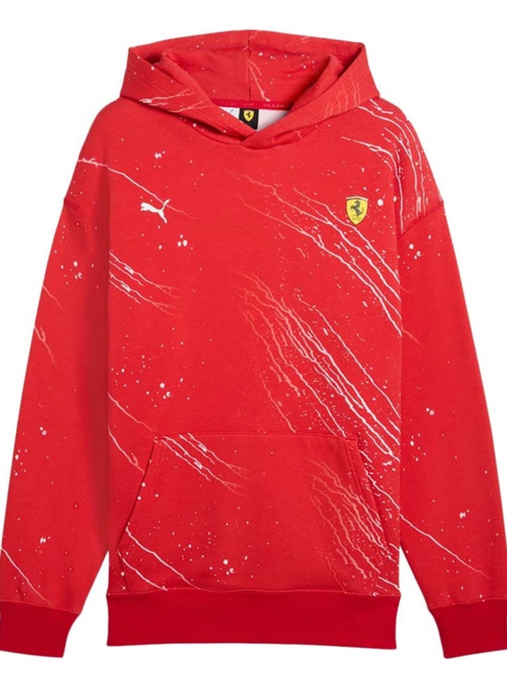 Ferrari Puma Men Hoodie Sweatshirt with White Splatter
